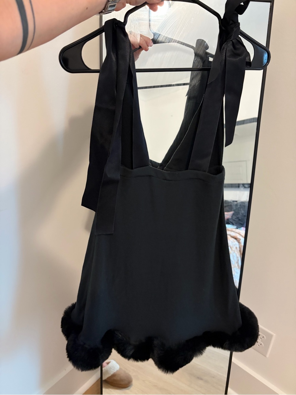 Skims cloud Mini Dress with Faux Fur Hem - Picture 2 of 4